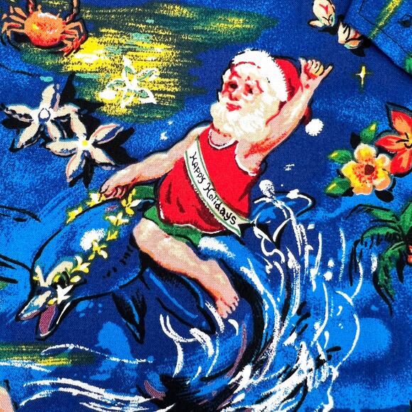 Vintage Mens Max Boxxer Yo Wear 100% Cotton Santa Claus Hawaiian Shirt Size L - Picture 9 of 11